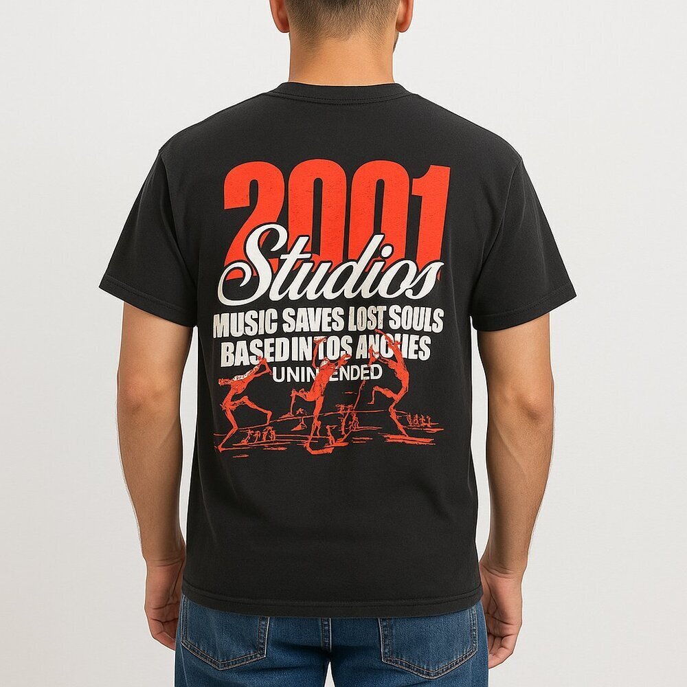 Unintended 2001 Studios Skeleton Graphic T-Shirt Los Angeles Heavyweight Men's L